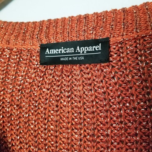 American Apparel Chunky Knit Metallic Cardigan Crop One Size Bronze Shimmer USA - Picture 7 of 16